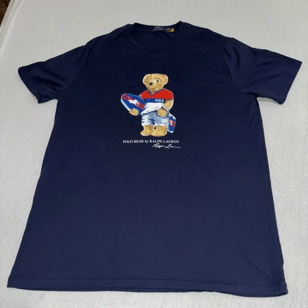 Polo Ralph Lauren Shirt Mens Big 3XLT Preppy Bear Graphic Crewneck Cotton EUC